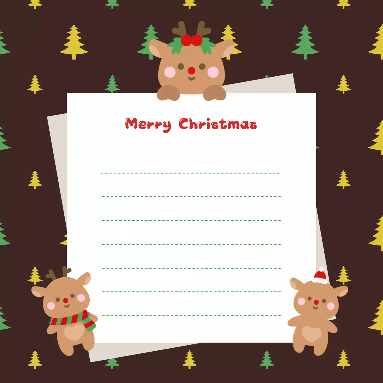 갈색 아기자기한 크리스마스 노트