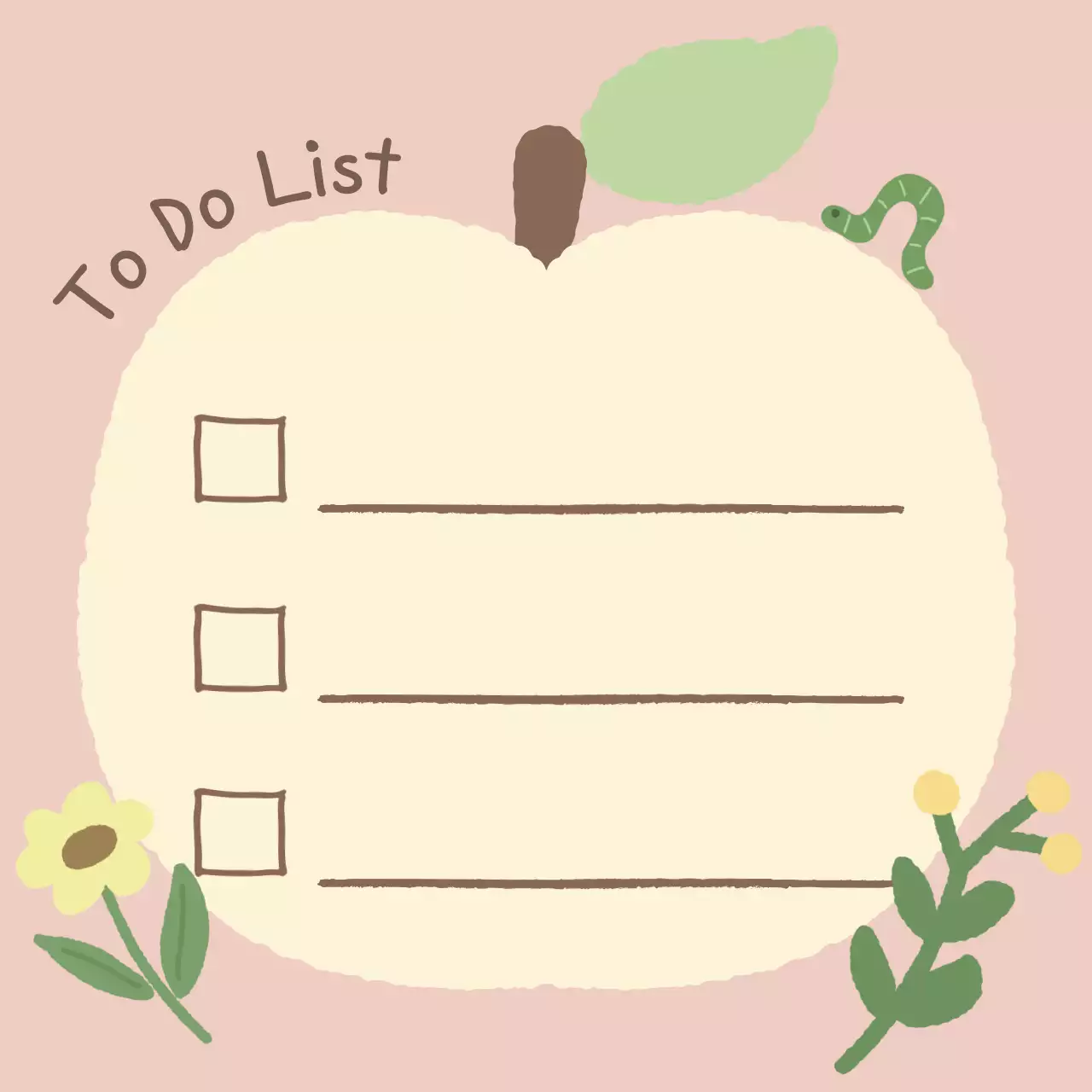 베이지 아기자기한 사과 리스트