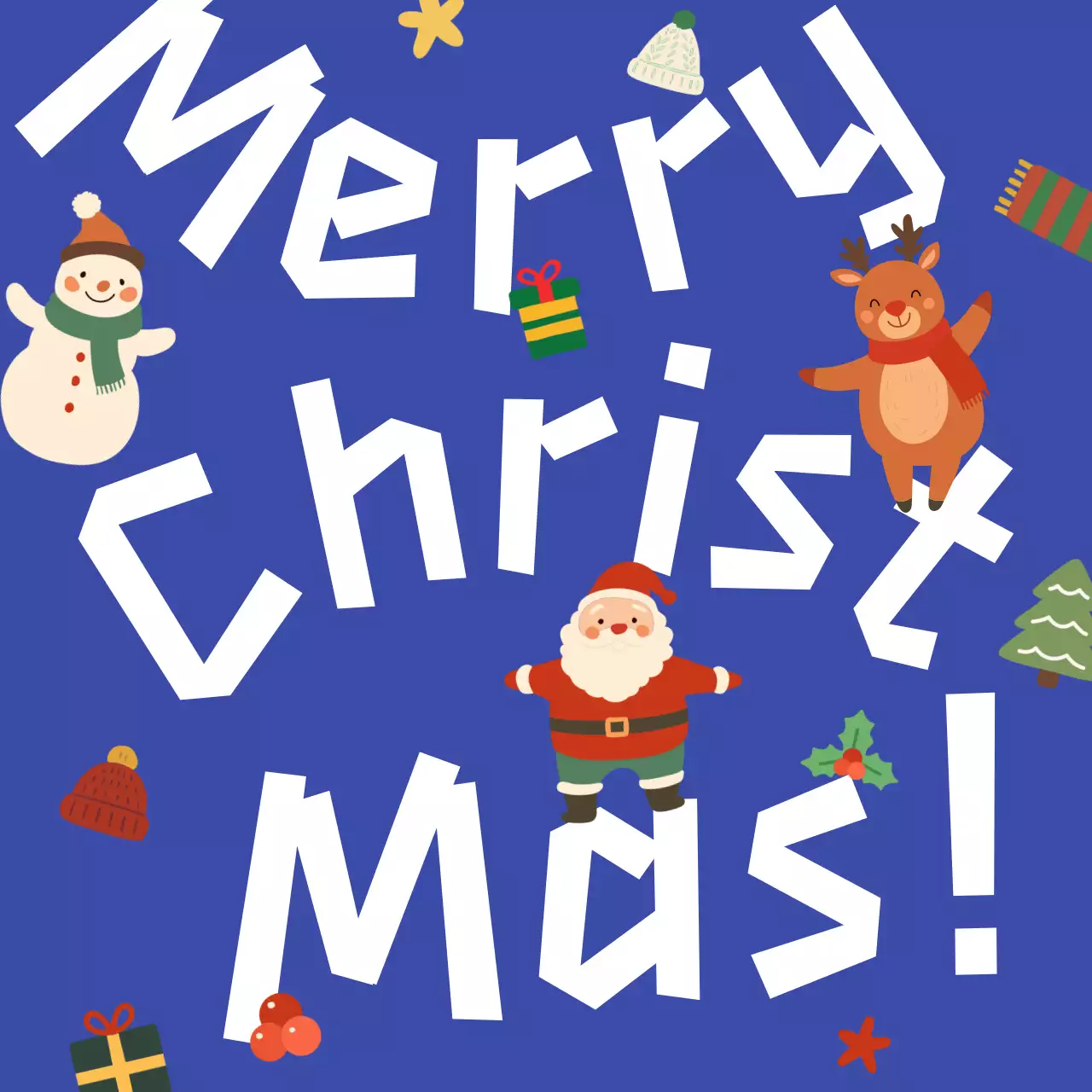 파랑 아기자기한 크리스마스 카드