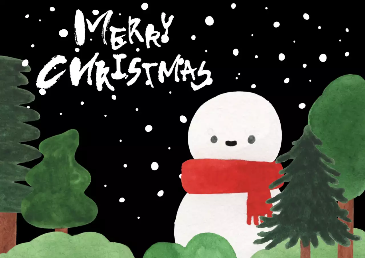 검정 아기자기한 크리스마스 카드 이미지