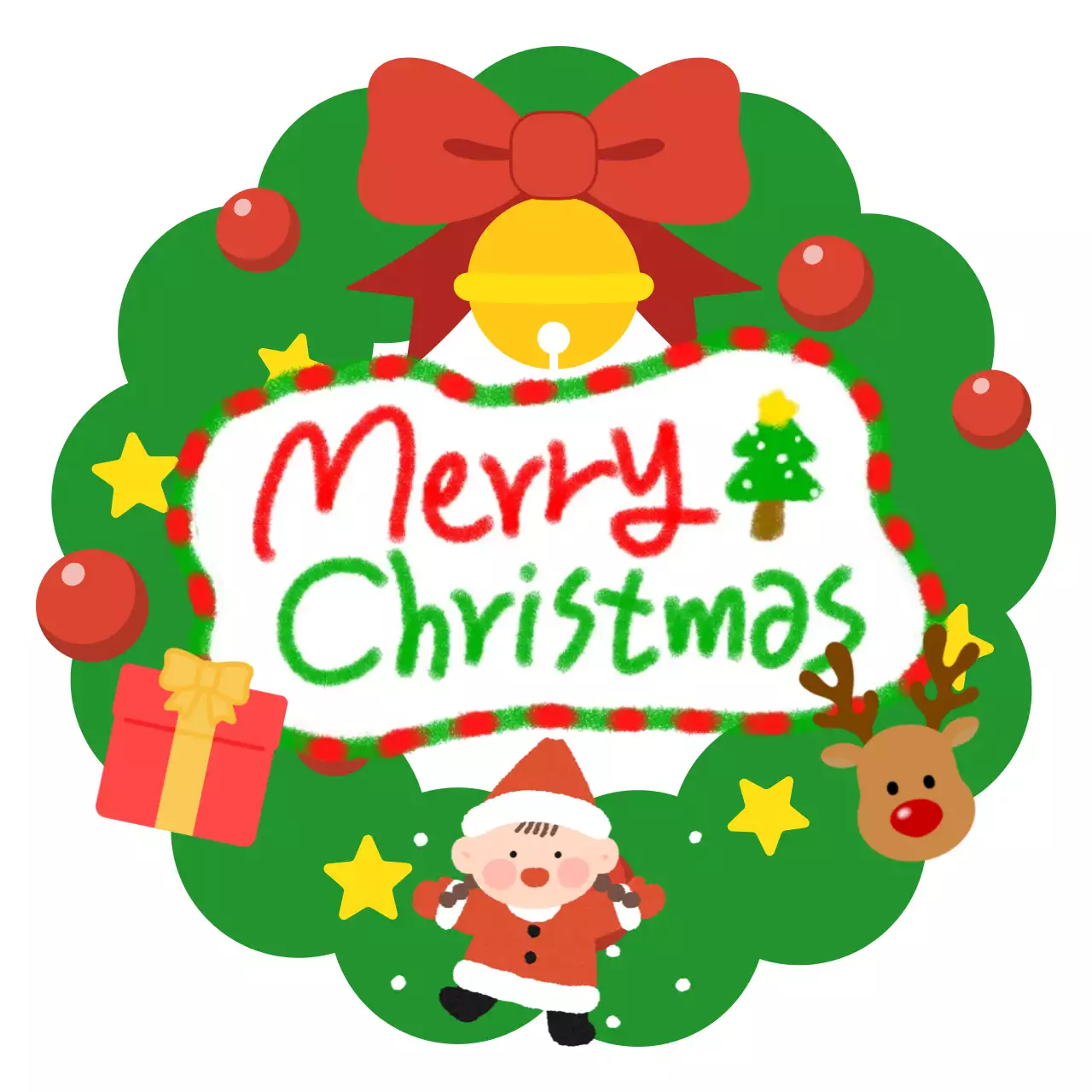 초록 아기자기한 크리스마스 카드