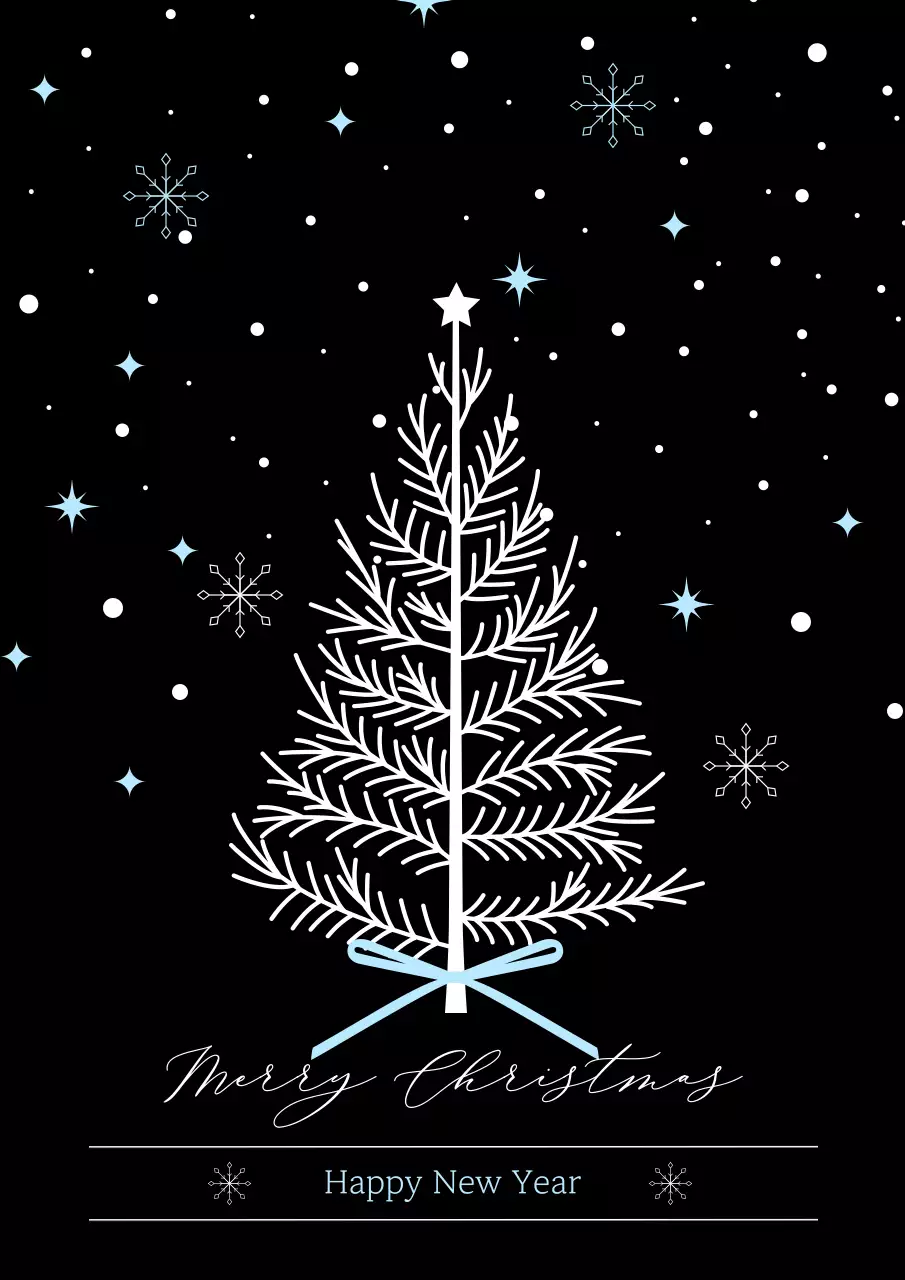 kartu Natal minimalis hitam