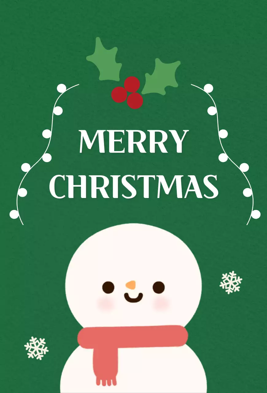 초록색의 아기자기한 크리스마스 눈사람 레터