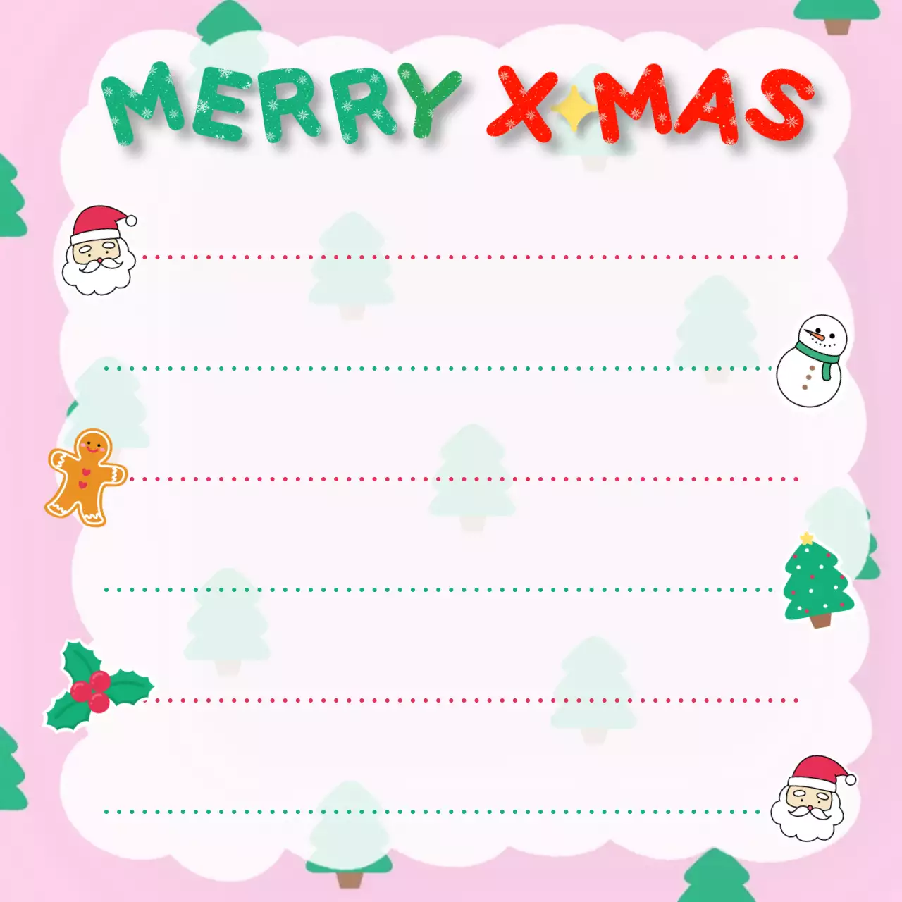 핑크 아기자기한 크리스마스 문구 프레임