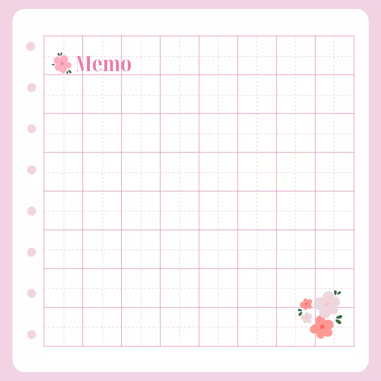 핑크 아기자기한 필기 문구