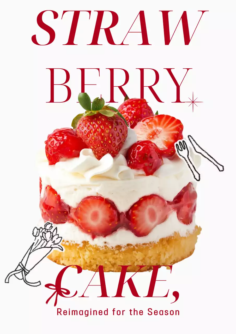 빨강 키치한 무드의 딸기 케이크 출시 홍보