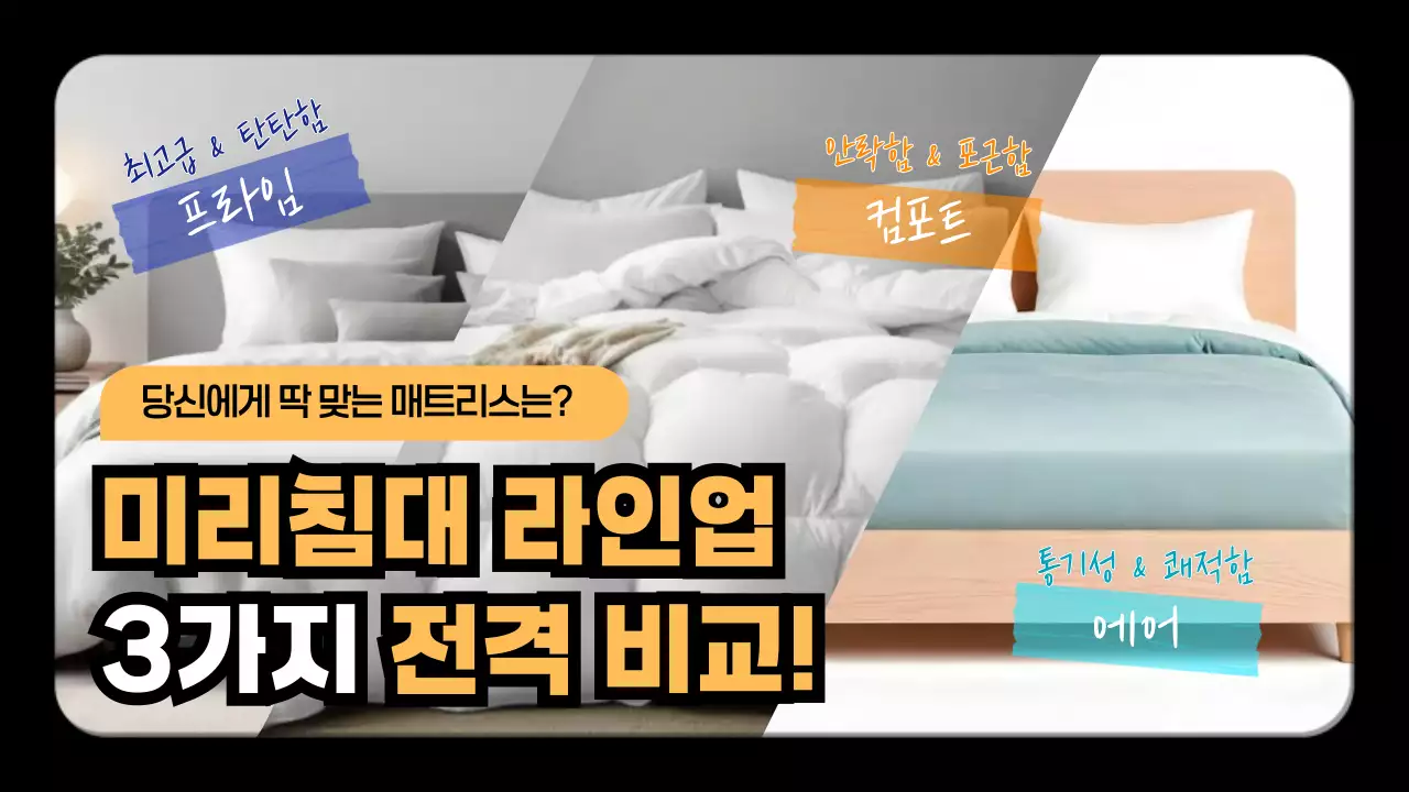 검정색의 깔끔한 침대 전격 비교 광고