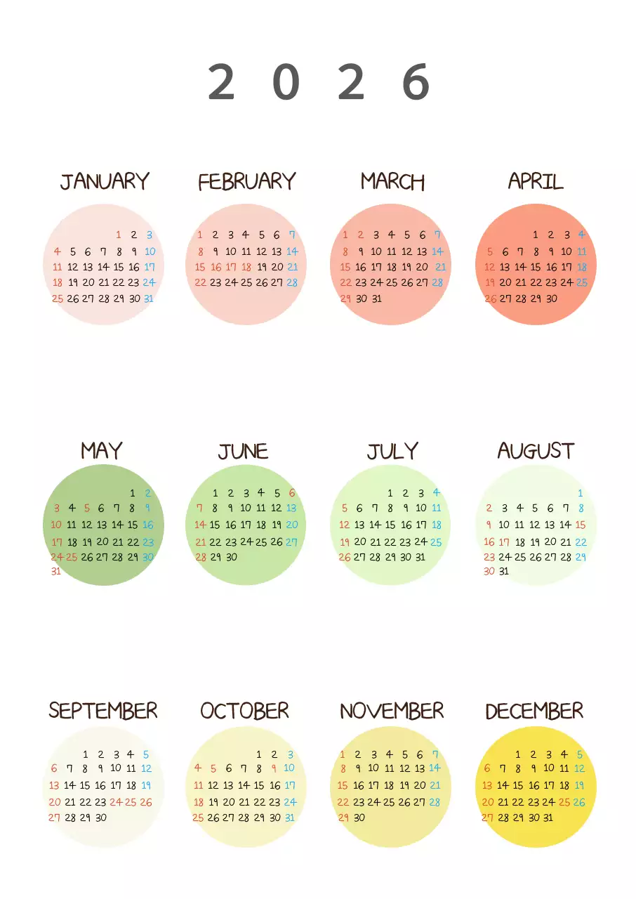 베이지 심플 2026 달력 캘린더 calendar