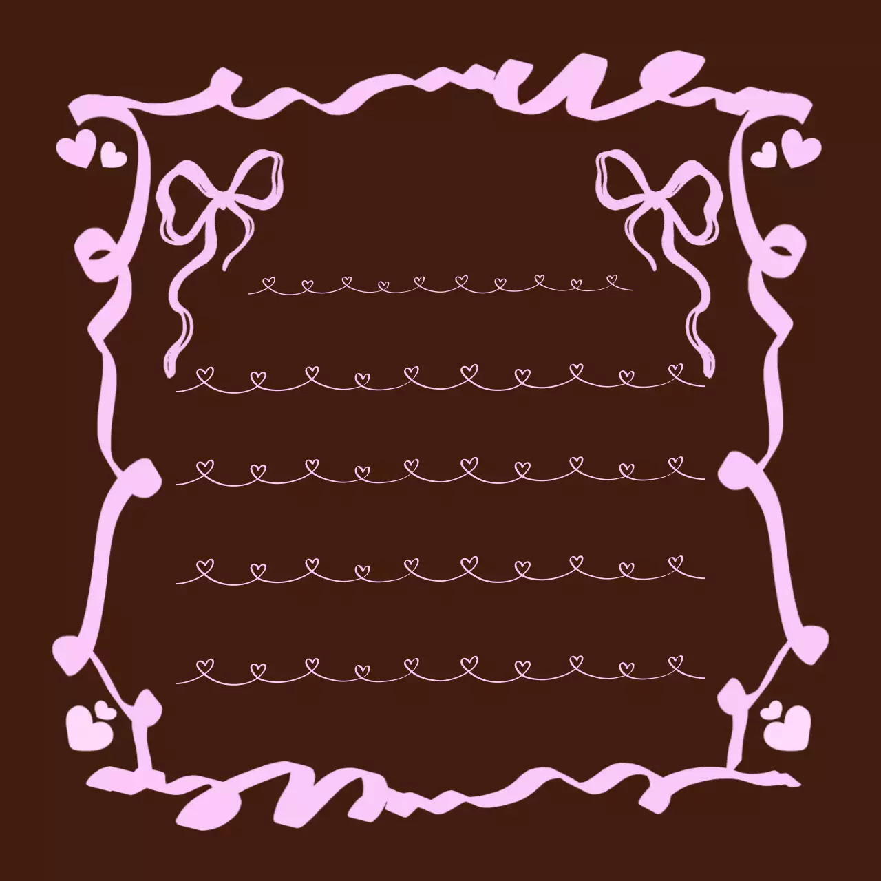 브라운 핑크 하트 리본 편지지