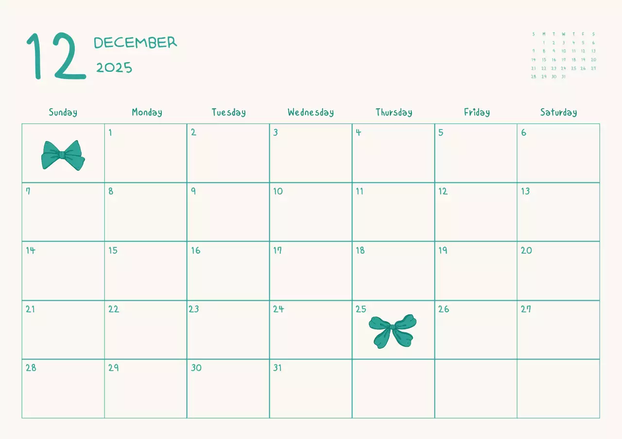 planejador de calendário minimalista