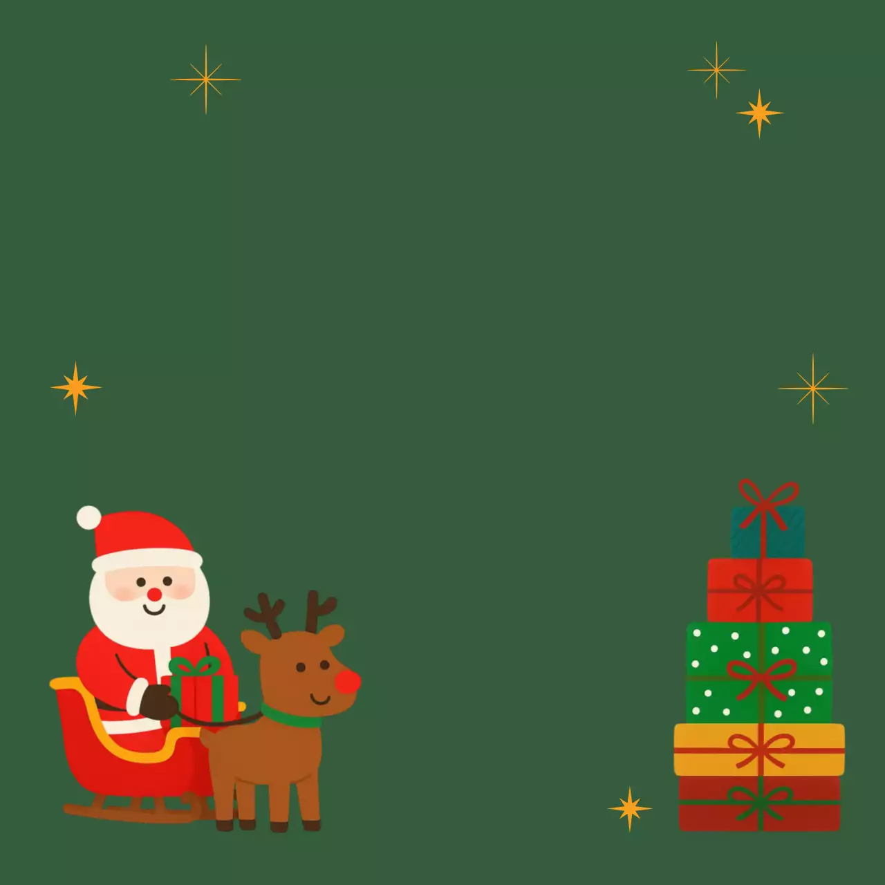 산타와 루돌프 딥그린 카드