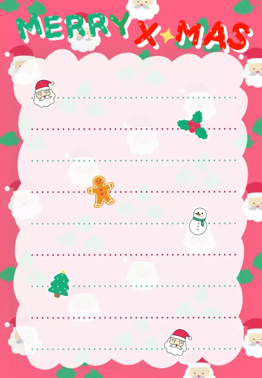 빨강 아기자기한 크리스마스 메세지 프레임