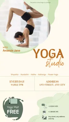 Promoção de Yoga Moderna em Tons de Bege e Verde