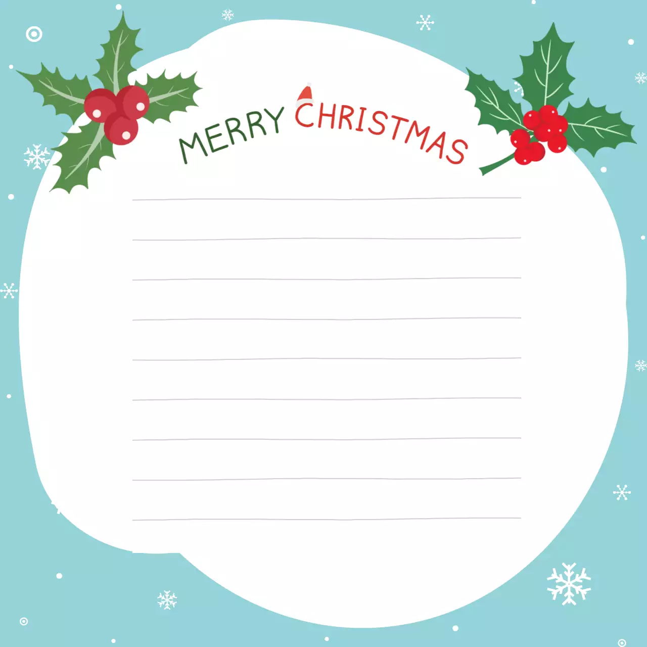 하늘색 심플 크리스마스 편지지