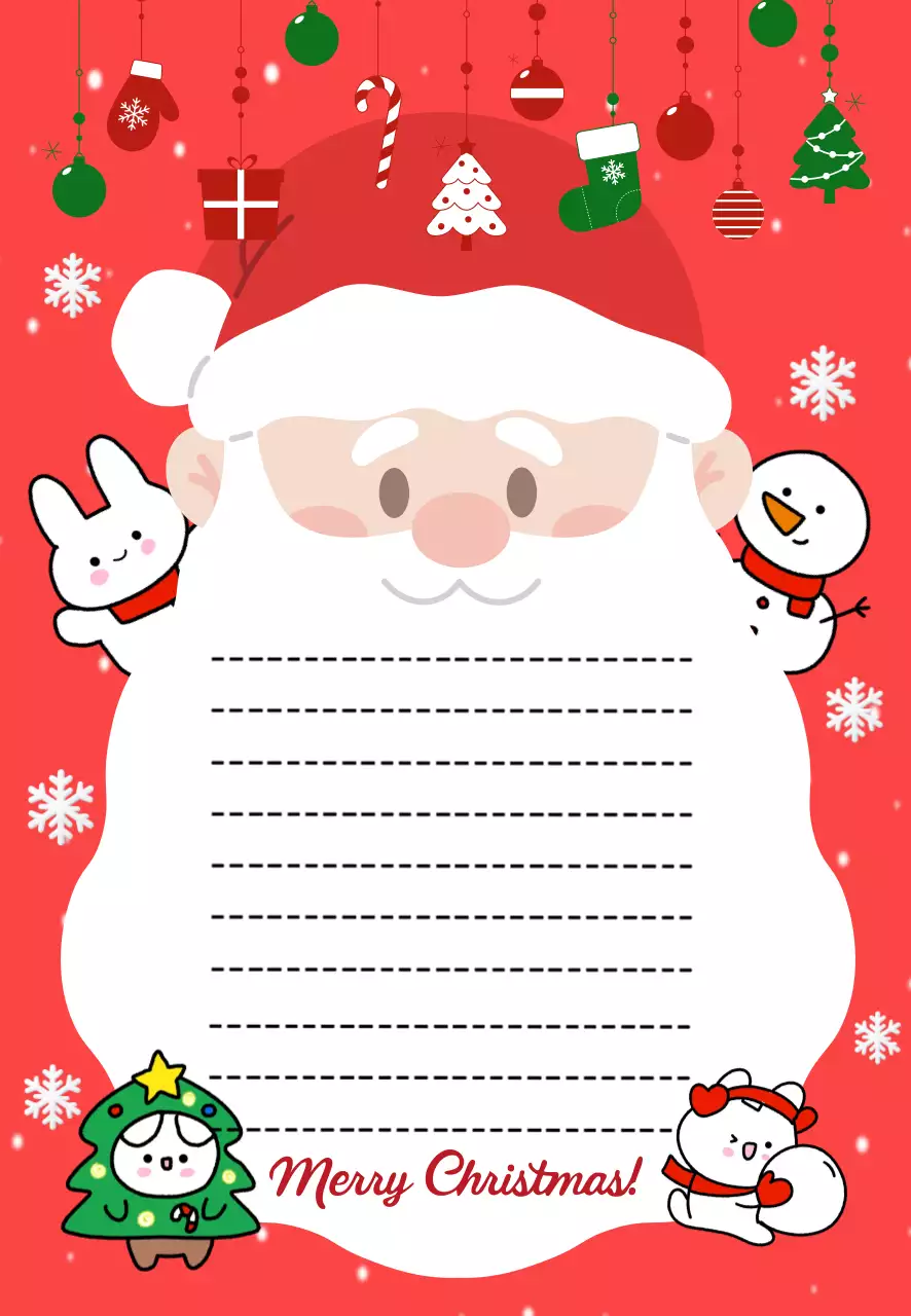 빨강 아기자기한 크리스마스 산타