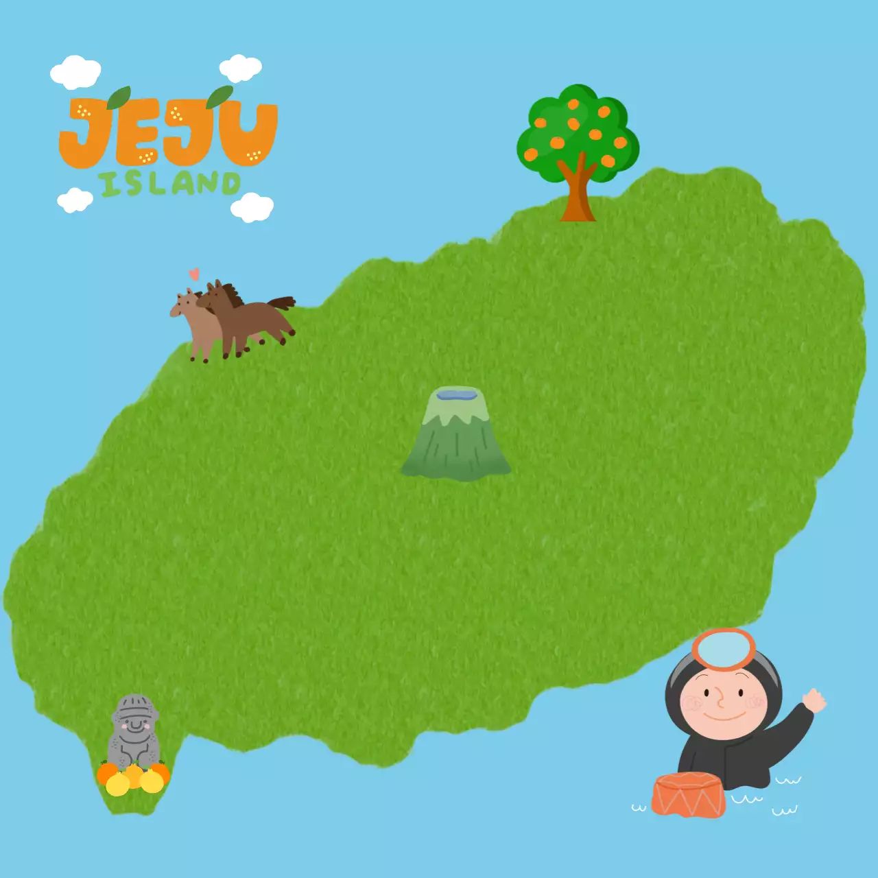 하늘색 자연적인 제주 프레임