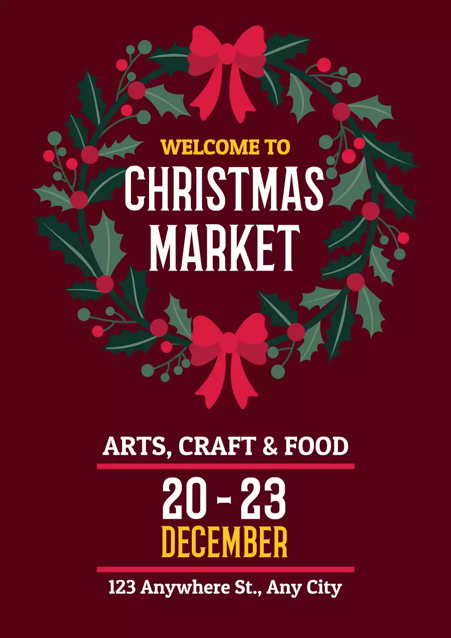 빨간색 빈티지 크리스마스 마켓 전단지