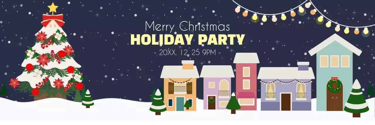 남색 아기자기한 크리스마스 마을 축제 홍보