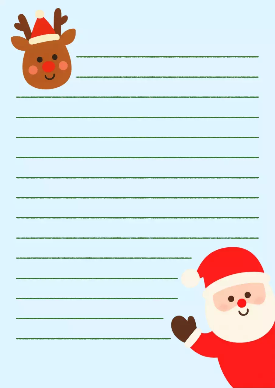 산타와 루돌프 크리스마스 편지지