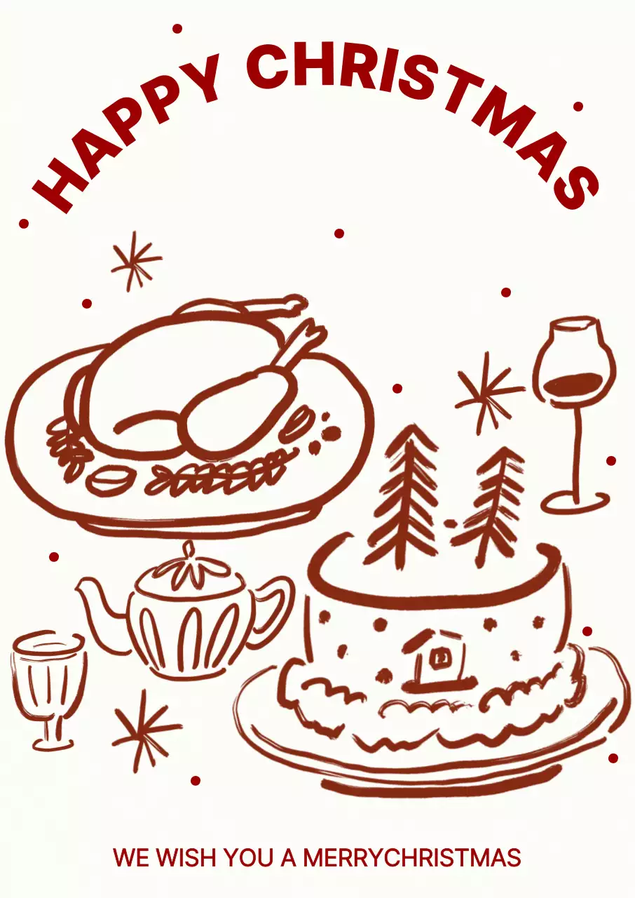 빨강 빈티지 크리스마스 엽서