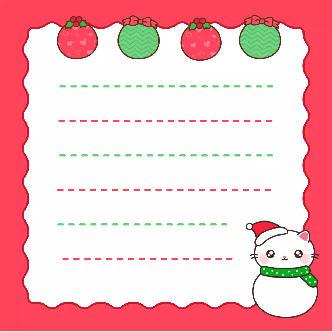 빨강 아기자기한 크리스마스 편지