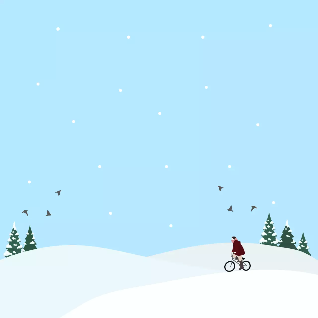 하늘색의 심플한 겨울풍경 필기 문구