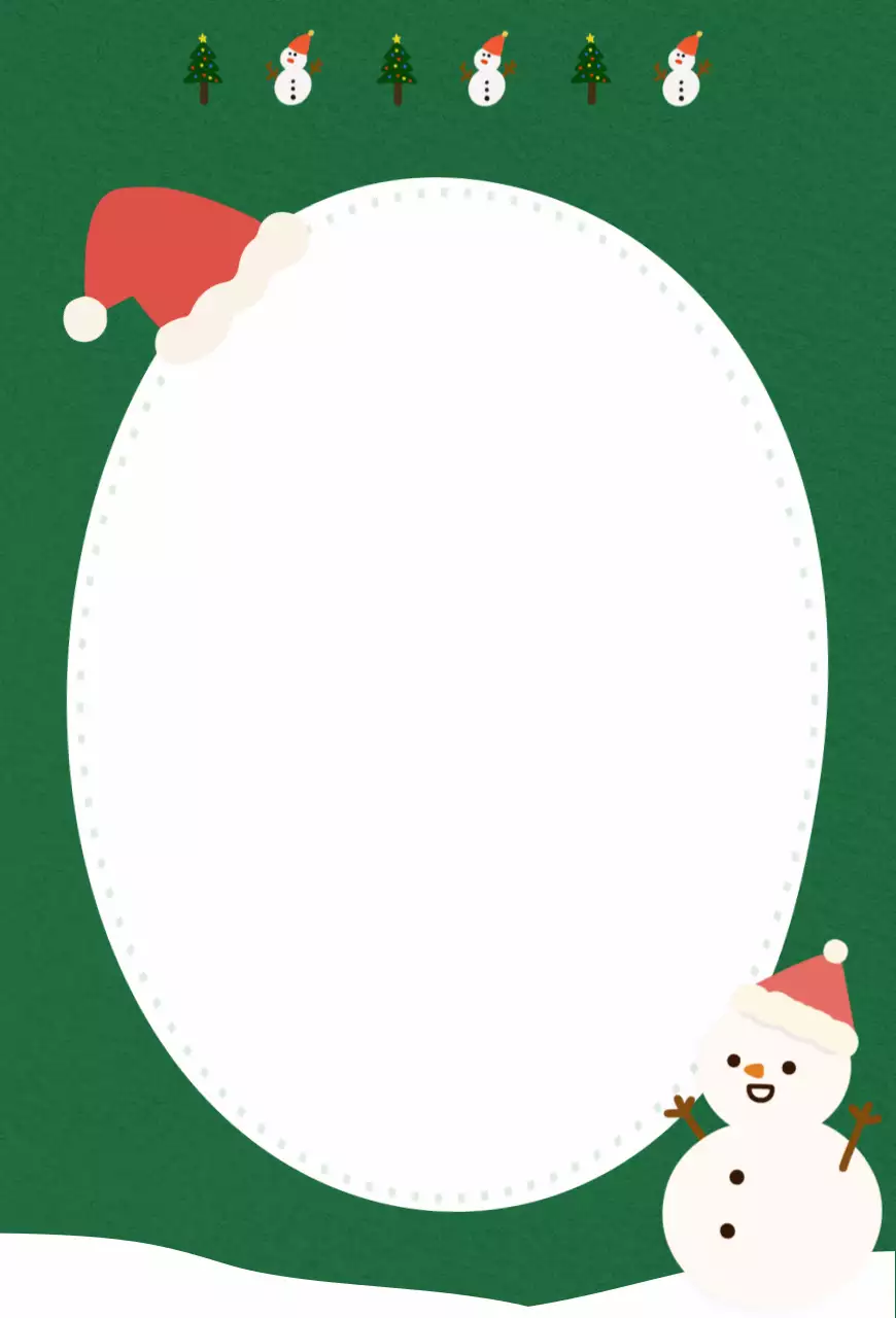 초록색의 아기자기한 크리스마스 눈사람 레터