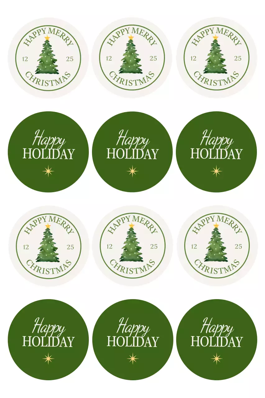 초록 심플 크리스마스 스티커