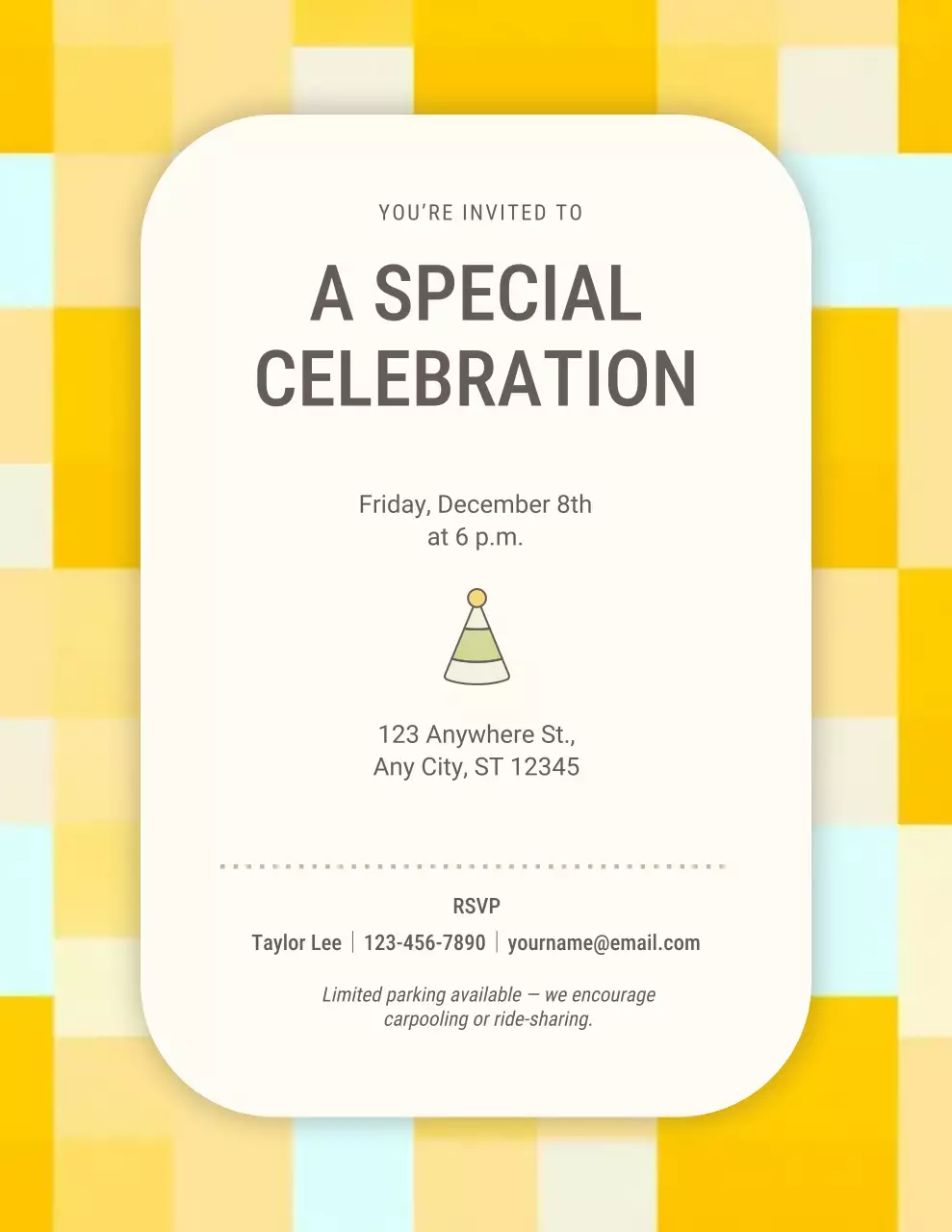 노란색 심플한 축하 초대장