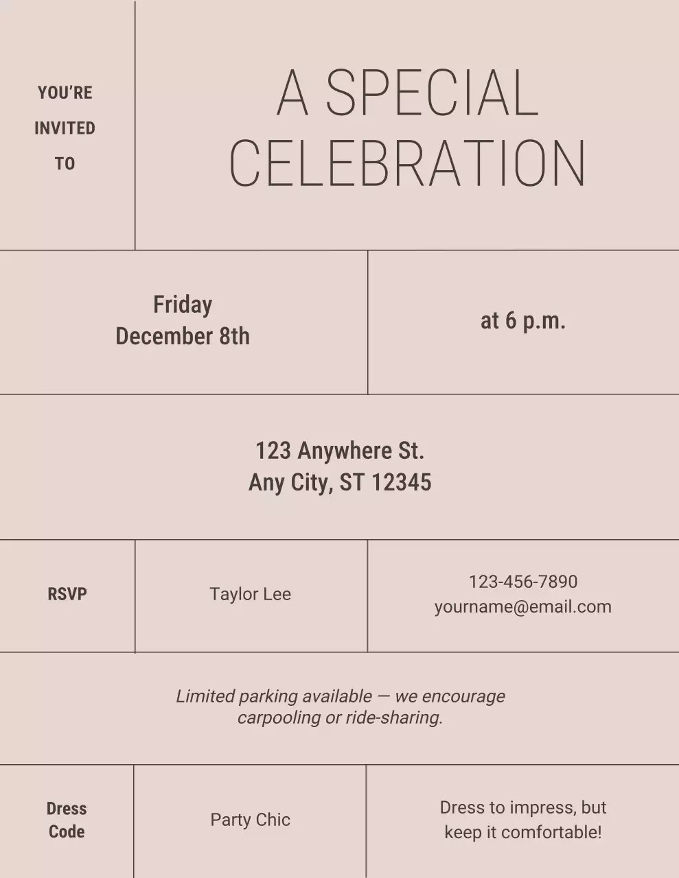 Neutral Modern Celebration Invitation