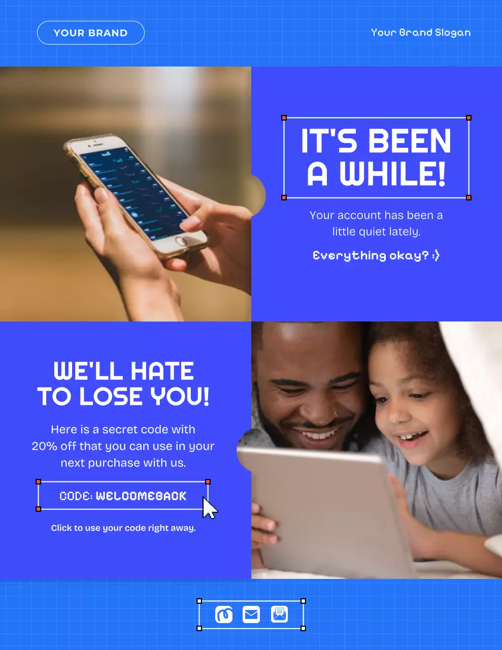 Poster Buletin Promosi Pelanggan Modern Biru