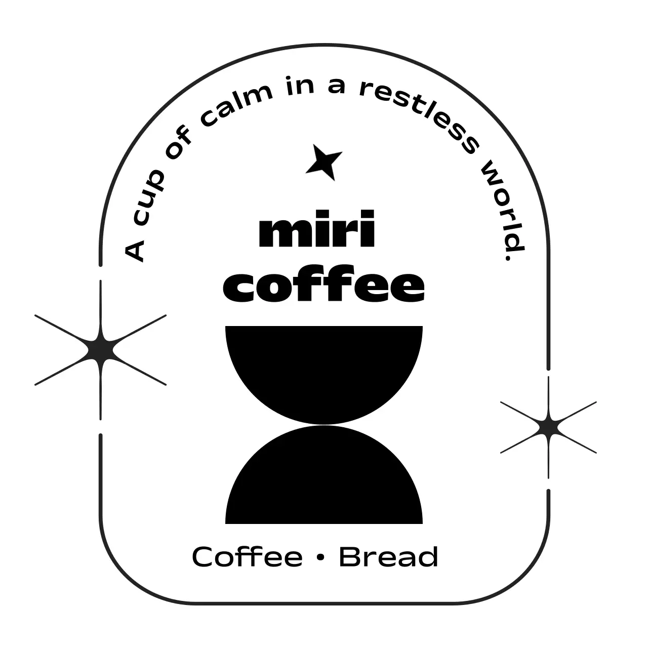 白黒 シンプル カフェ ロゴ シンボルロゴ