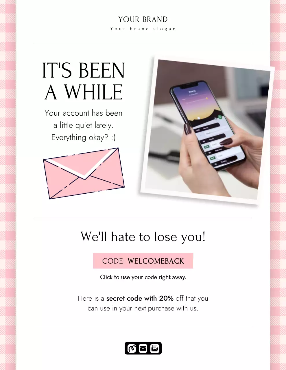 Poster quảng cáo bản tin tiếp thị màu hồng dễ thương