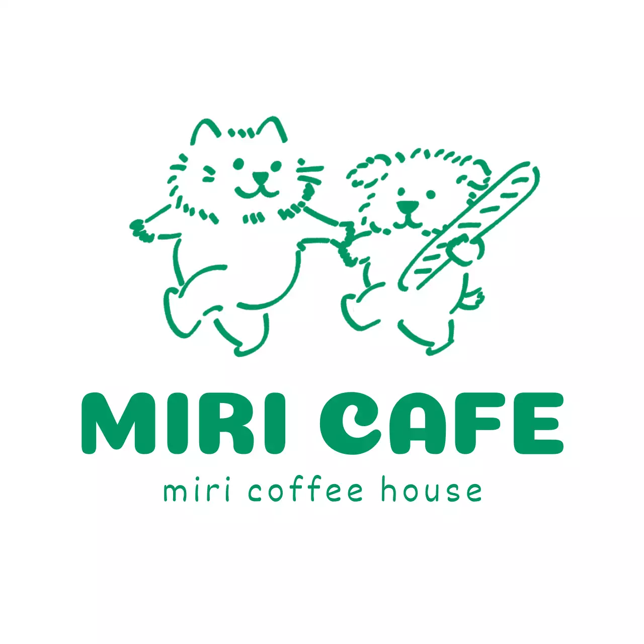 緑 シンプル カフェ ロゴ イラストロゴ