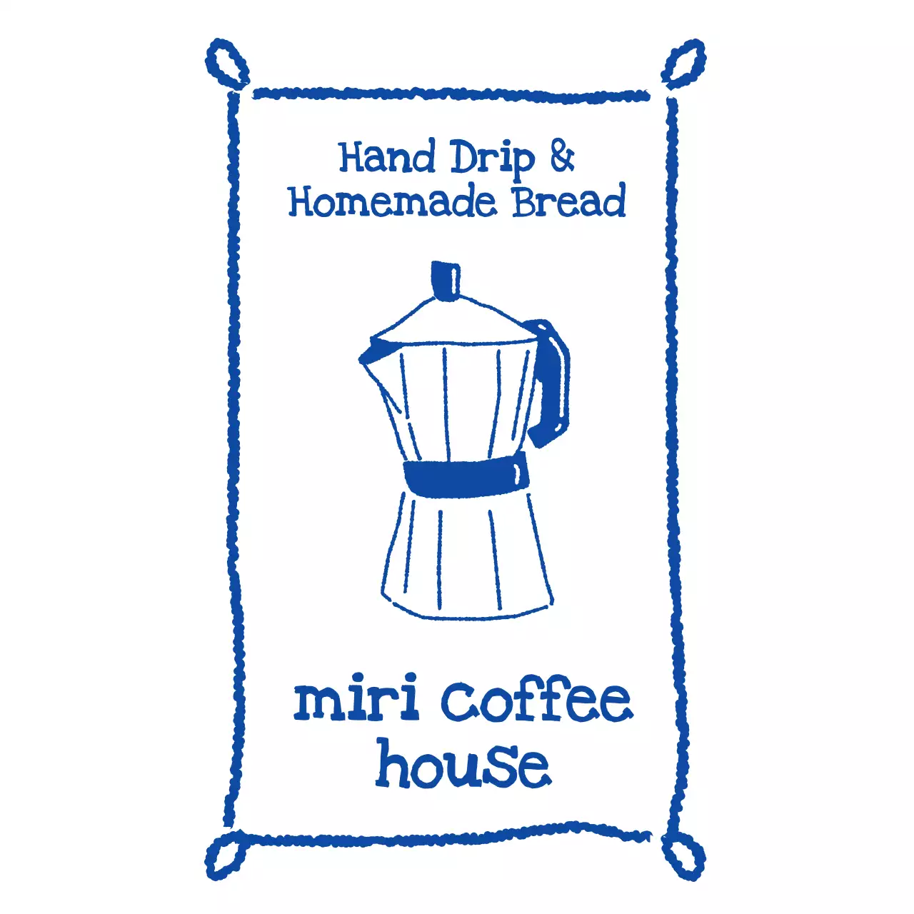 青 シンプル カフェ ロゴ シンボルロゴ