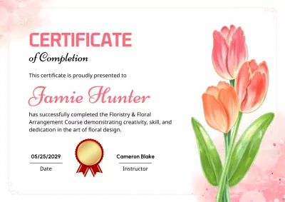 Sertifikat Penyelesaian Elegan Merah Muda