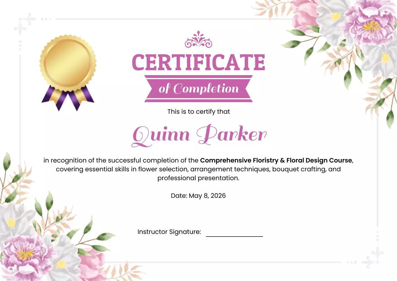 Certificado de Conclusão Elegante na Cor Roxa