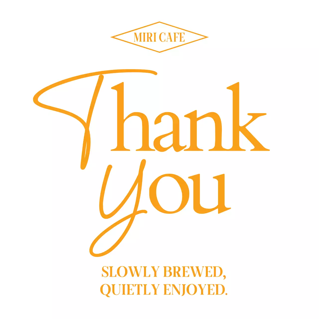 オレンジ シンプル カフェ メッセージ サンキュー