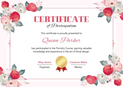 Sertifikat Partisipasi Pink Elegan