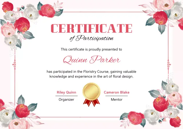 Sertifikat Partisipasi Pink Elegan