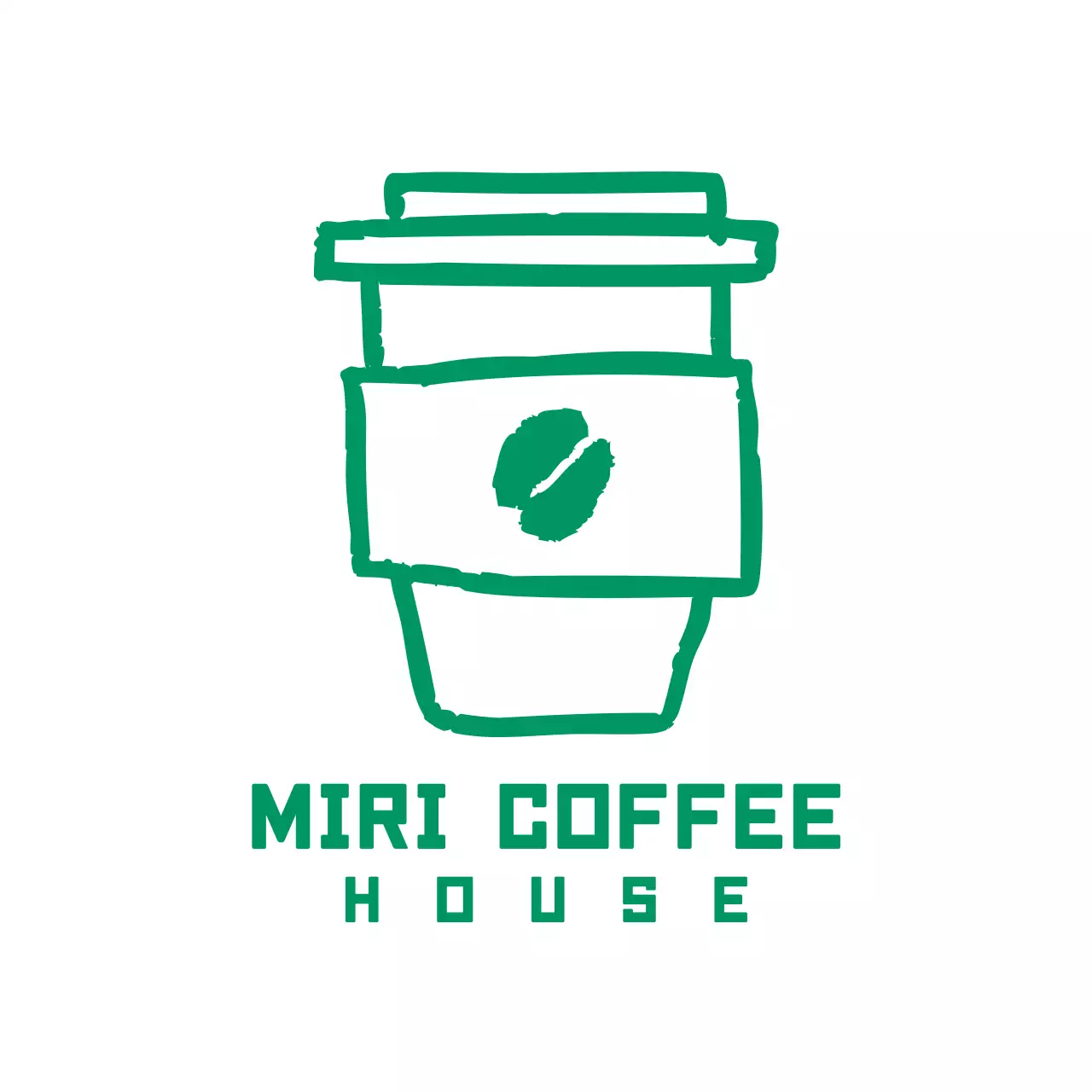 緑 シンプル コーヒー ロゴ イラストロゴ