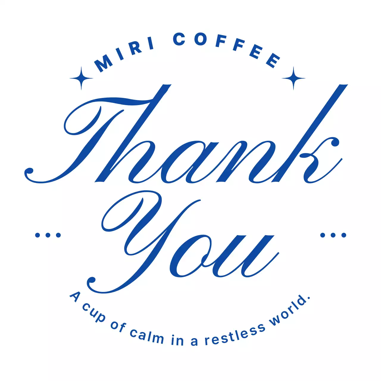 青 シンプル コーヒー ラベル サンキュー