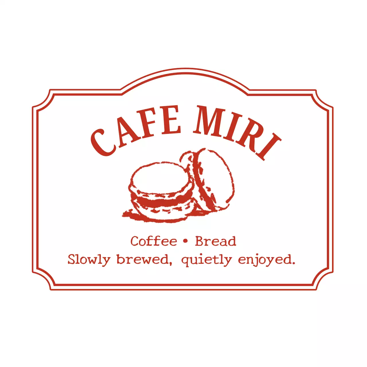 赤 シンプル カフェ ロゴ シンボルロゴ