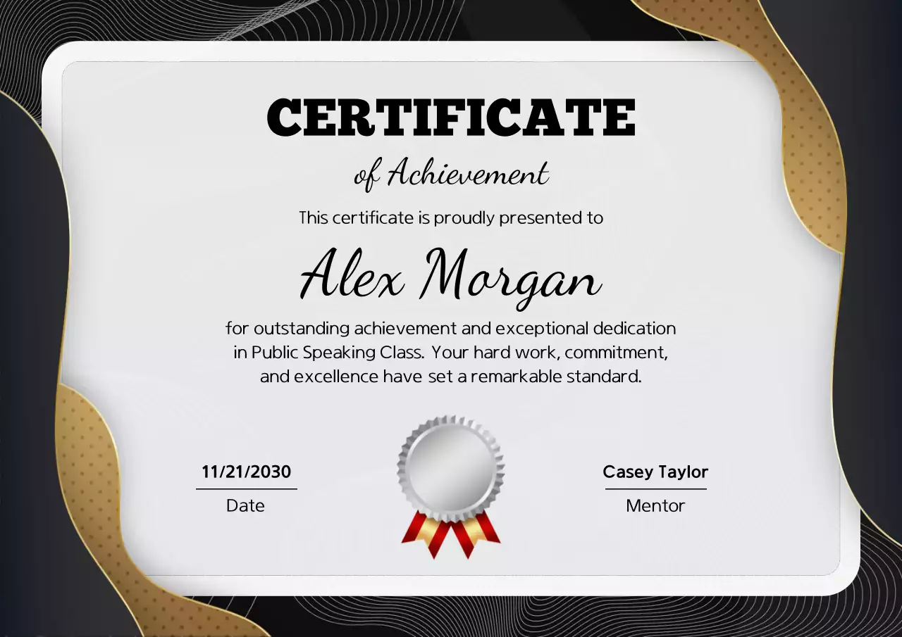 Certificado de Mérito Elegante em Preto