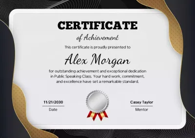 Certificado de Mérito Elegante em Preto