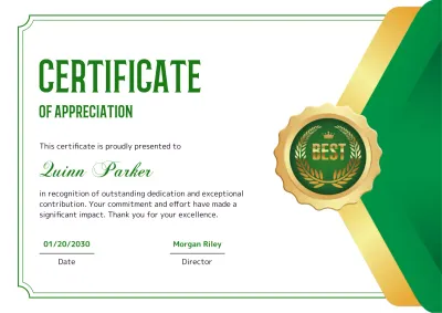 Certificado de Apreciação Green Classic