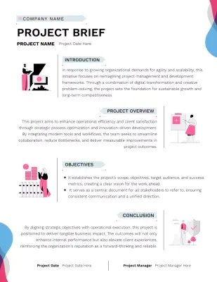 Dokumen Rencana Proyek Modern Biru dan Merah Muda