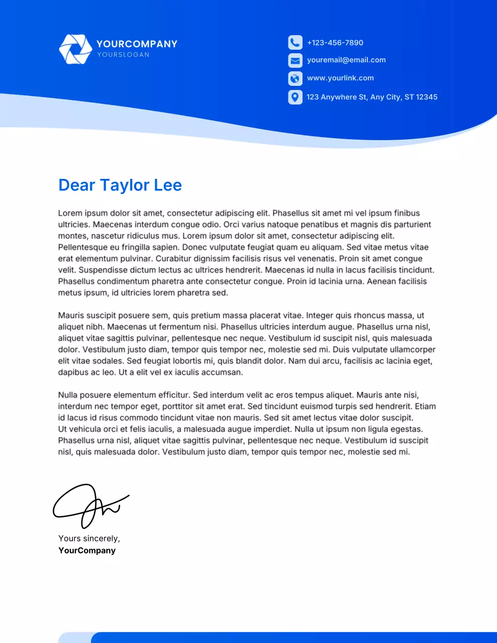 Blue Modern Business Letterhead Document