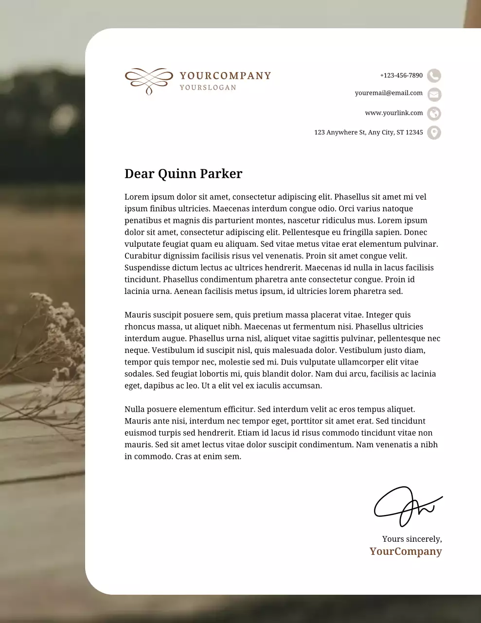 Beige Elegant Business Letterhead