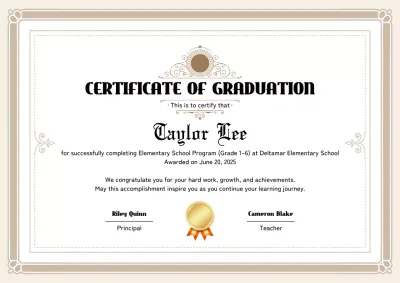 Certificado de Conclusão Clássico Bege